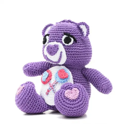 Ursinho Carinhoso Roxo em Amigurumi