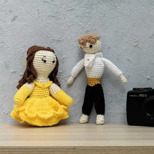a Bela e a Fera em Amigurumi