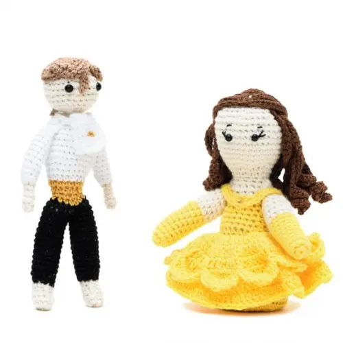 a Bela e a Fera em Amigurumi