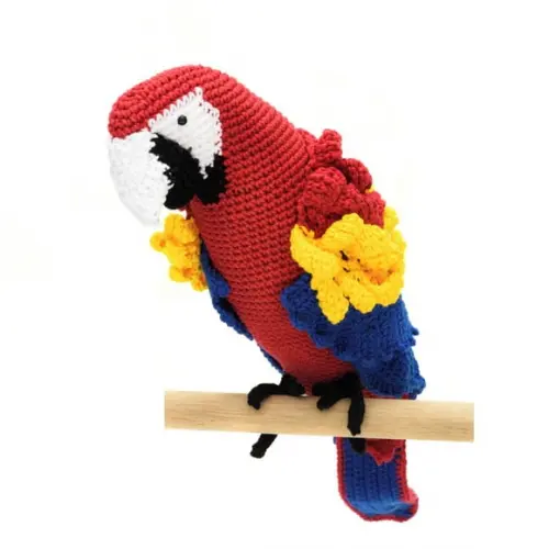 Arara Vermelha e Amarela em Amigurumi