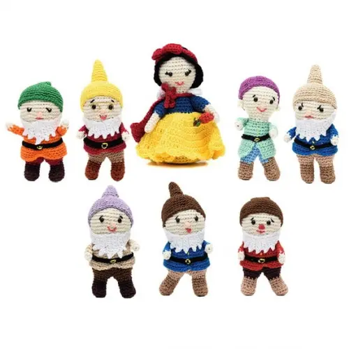 Branca de Neve e os Sete Anões em Amigurumi