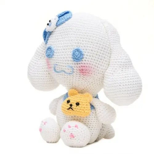 Cachorrinho Branco Cinnamoroll em Amigurumi