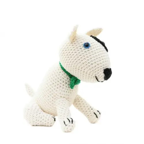 Cachorro Bacon Bull Terrier Peso de Porta em Amigurumi