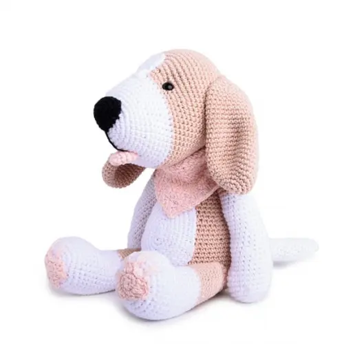 Cachorro Beagle Lenço Rosa em Amigurumi