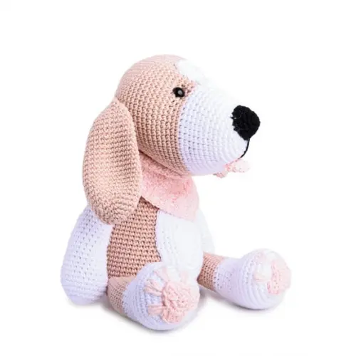 Cachorro Beagle Lenço Rosa em Amigurumi