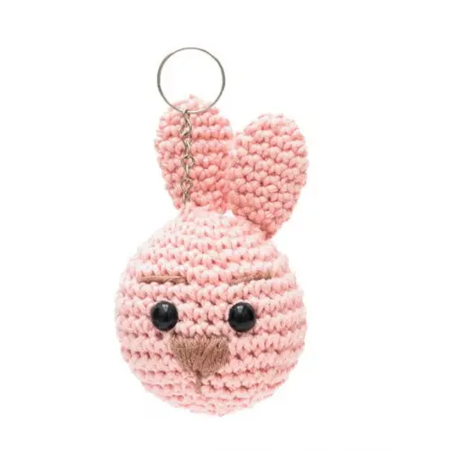 Chaveiro Cabeça de Coelho em Amigurumi
