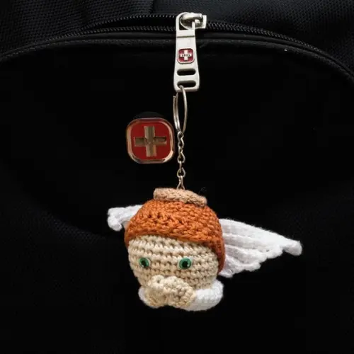 Chaveiro Carinha de Anjo em Amigurumi
