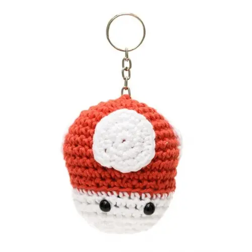 Chaveiro Cogumelo Vermelho em Amigurumi