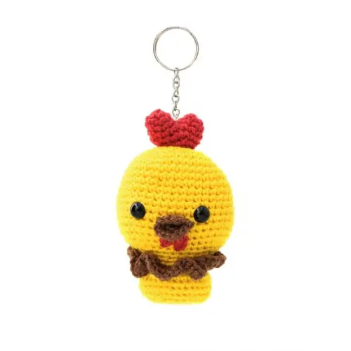 Chaveiro Galinho Amarelo em Amigurumi