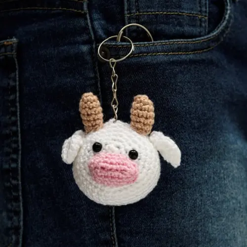 Chaveiro Vaquinha em Amigurumi
