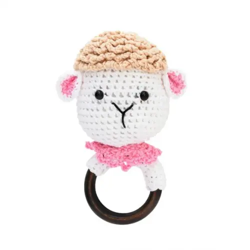 Chocalho Ovelha Branca em Amigurumi