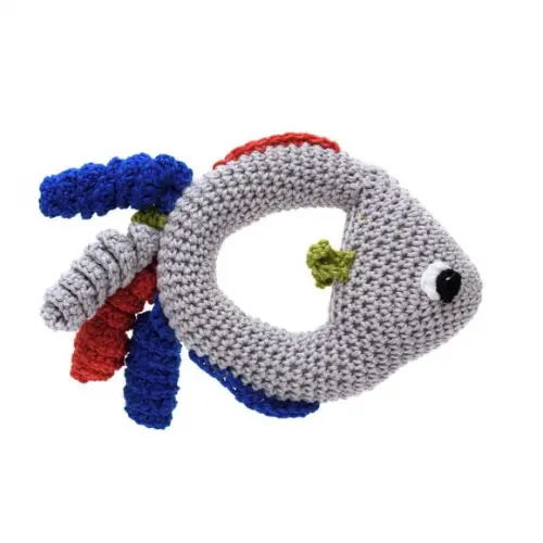 Chocalho Peixe Colorido em Amigurumi