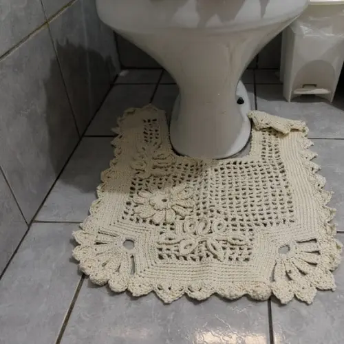 Conjunto de Banheiro em Barbante Cru
