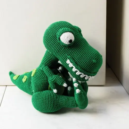 Dinossauro T-rex Peso de Porta em Amigurumi