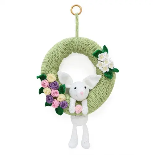 Guirlanda Coelhinho Preguiçoso em Amigurumi