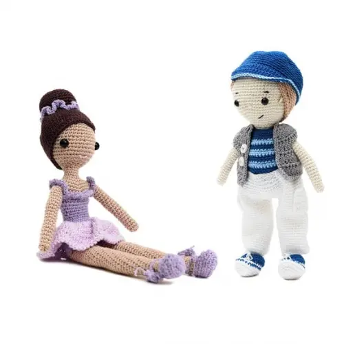 Kit Bonecos Jonathan e Bailarina em Amigurumi