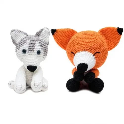 Kit Husky e Raposa em Amigurumi