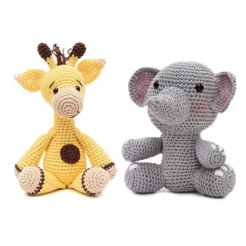 Kit Girafa e Elefante em Amigurumi