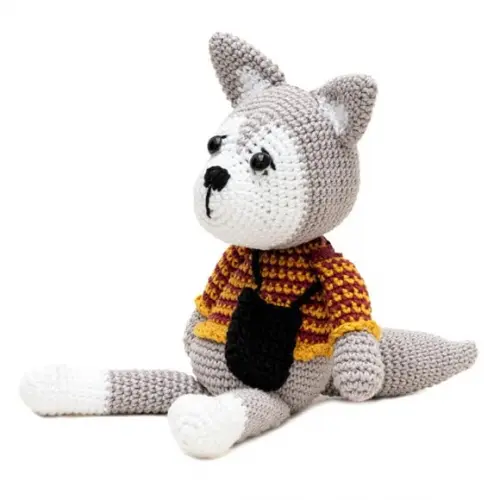 Lobo com Bolsa em Amigurumi