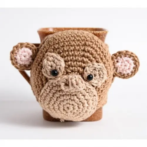 Luva de Caneca Macaco em Amigurumi