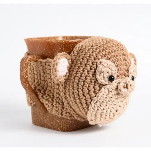 Luva de Caneca Macaco em Amigurumi