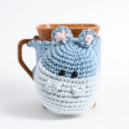 Luva de Caneca Hipopótamo em Amigurumi