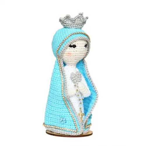 Nossa Senhora Azul Céu em Amigurumi