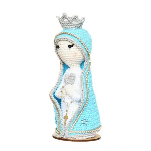 Nossa Senhora Azul Céu em Amigurumi