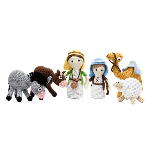 os Pastores e Animais do Presépio em Amigurumi