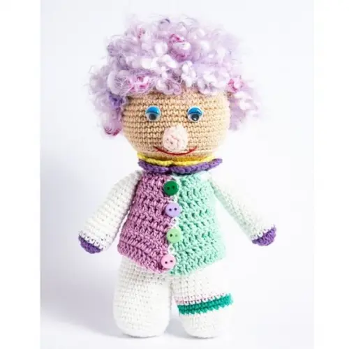 Palhaça de Cabelo Crespo em Amigurumi