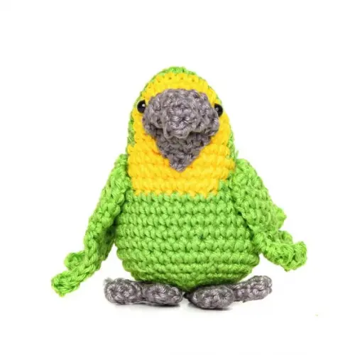 Papagaio Verde e Amarelo em Amigurumi