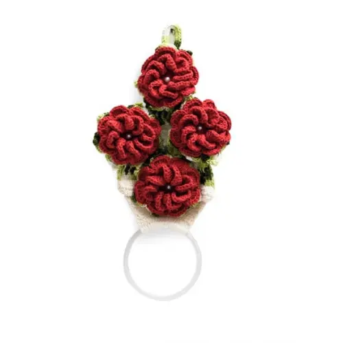 Porta Pano de Prato em Crochê Vaso de Flores
