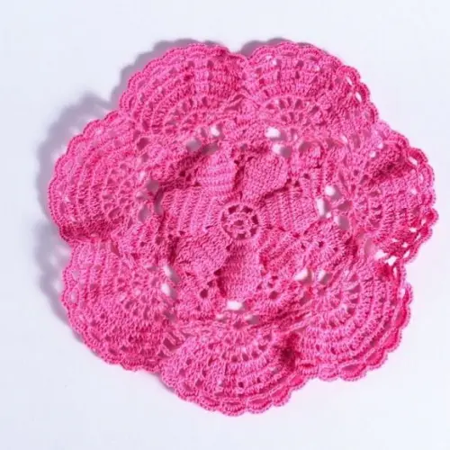 Toalhinha Rosa em Crochê