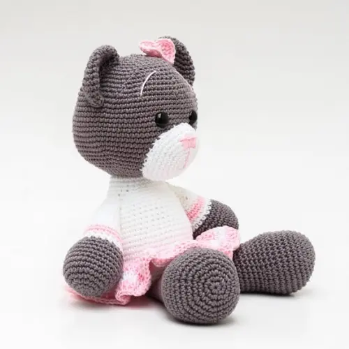 Ursa de Saia Rosa em Amigurumi