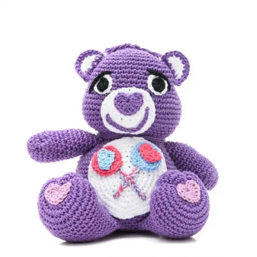 Ursinho Carinhoso Roxo em Amigurumi