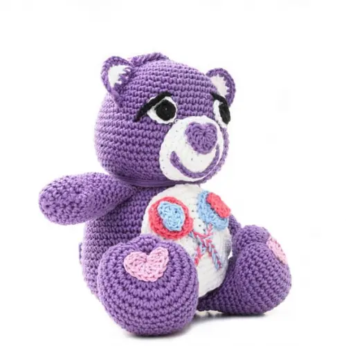 Ursinho Carinhoso Roxo em Amigurumi
