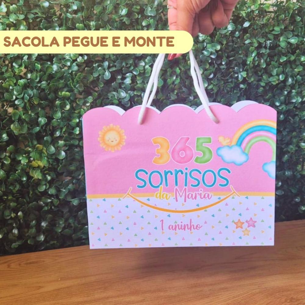 Sacolinha Personalizada 365 Sorrisos Menina | Lembrancinha Festa