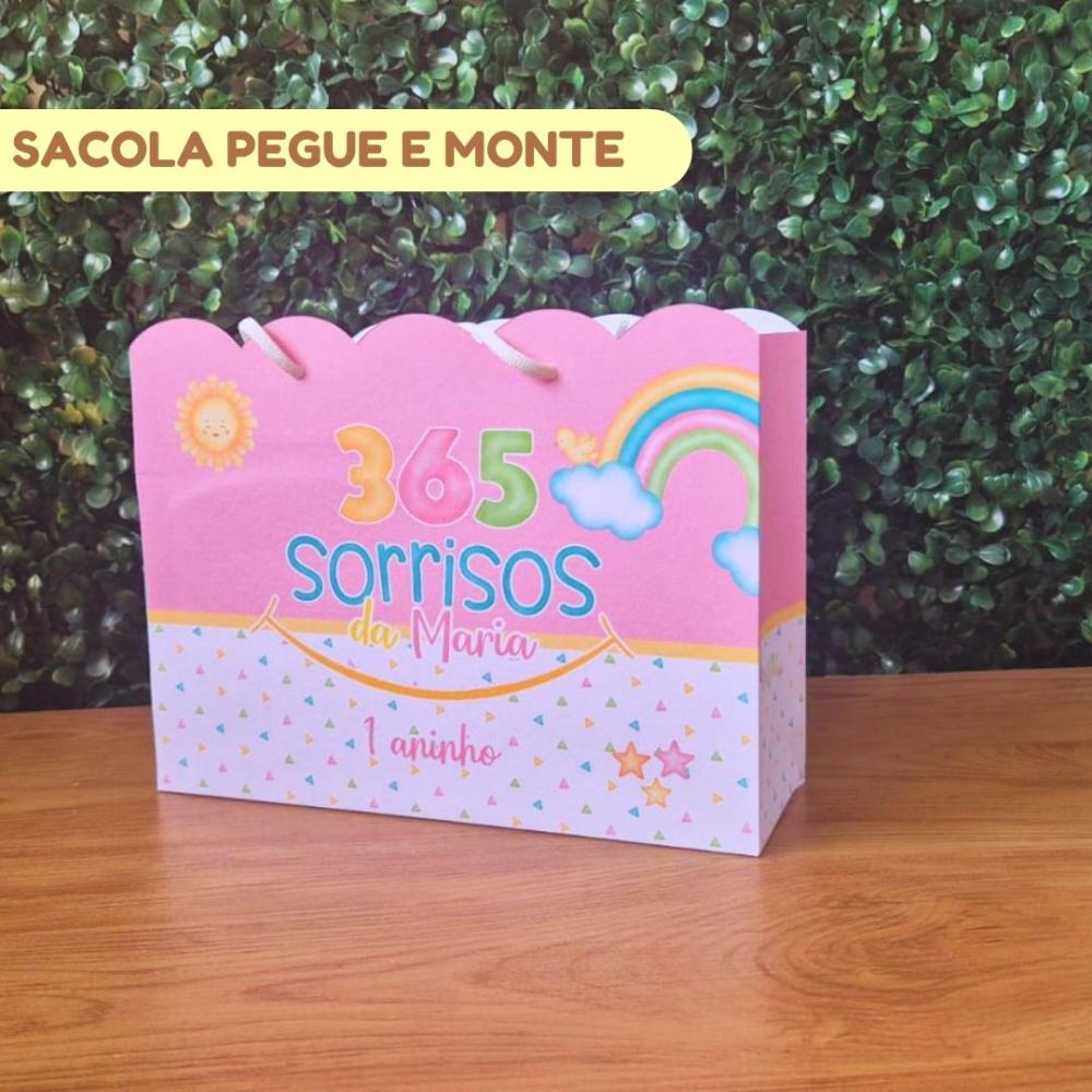 Sacolinha Personalizada 365 Sorrisos Menina | Lembrancinha Festa