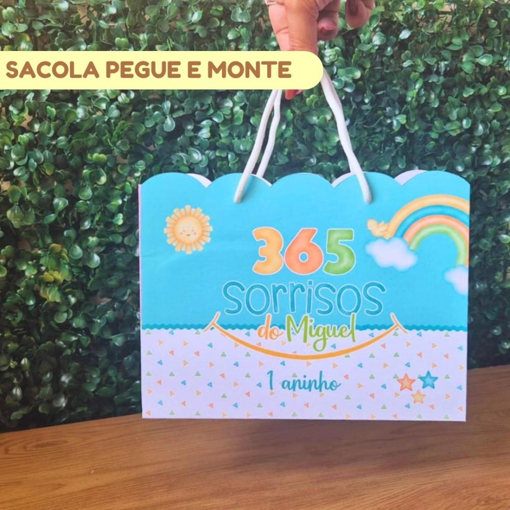 Sacolinha Personalizada 365 Sorrisos Menino | Lembrancinha Festa 