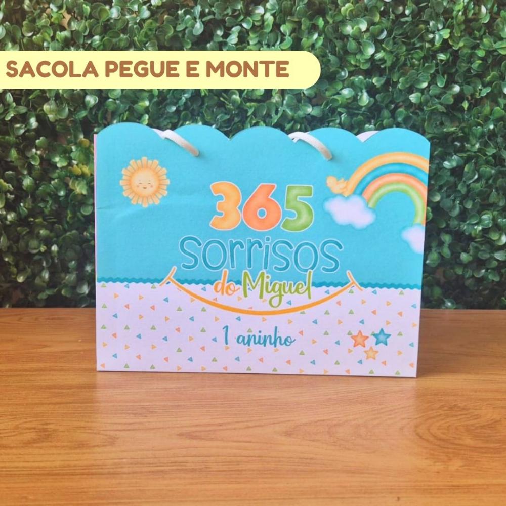 Sacolinha Personalizada 365 Sorrisos Menino | Lembrancinha Festa 