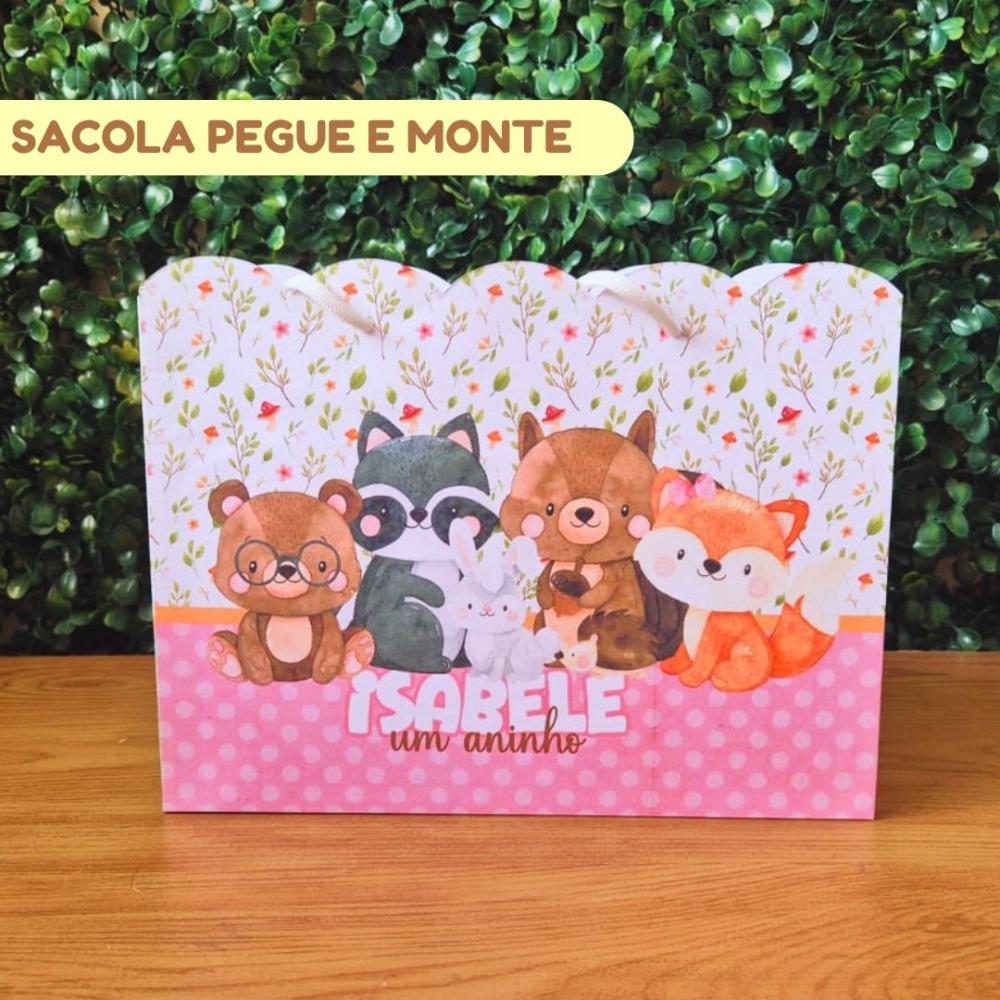 Sacolinha Personalizada Bosque Encantado Menina | Lembrancinha Fe