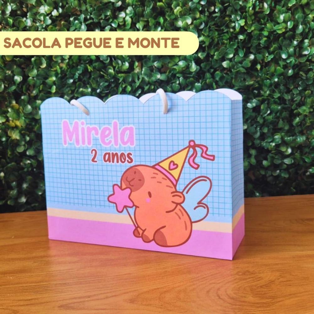 Sacolinha Personalizada Capivara Menina | Lembrancinha Festa Infa