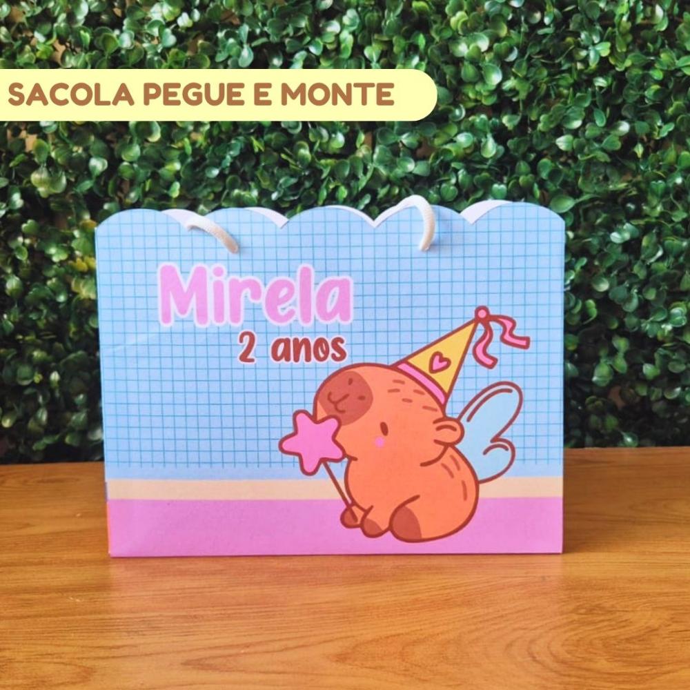 Sacolinha Personalizada Capivara Menina | Lembrancinha Festa Infa