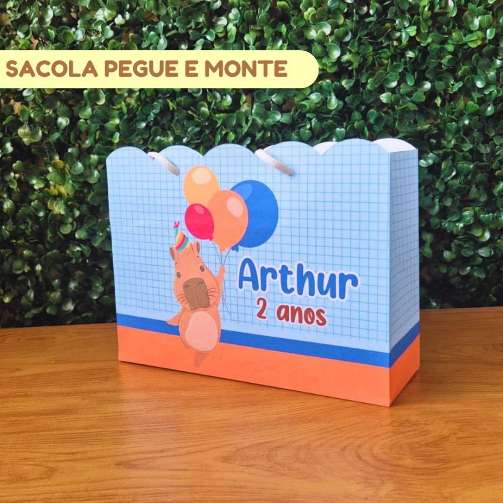 Sacolinha Personalizada Capivara Menino | Lembrancinha Festa Infa