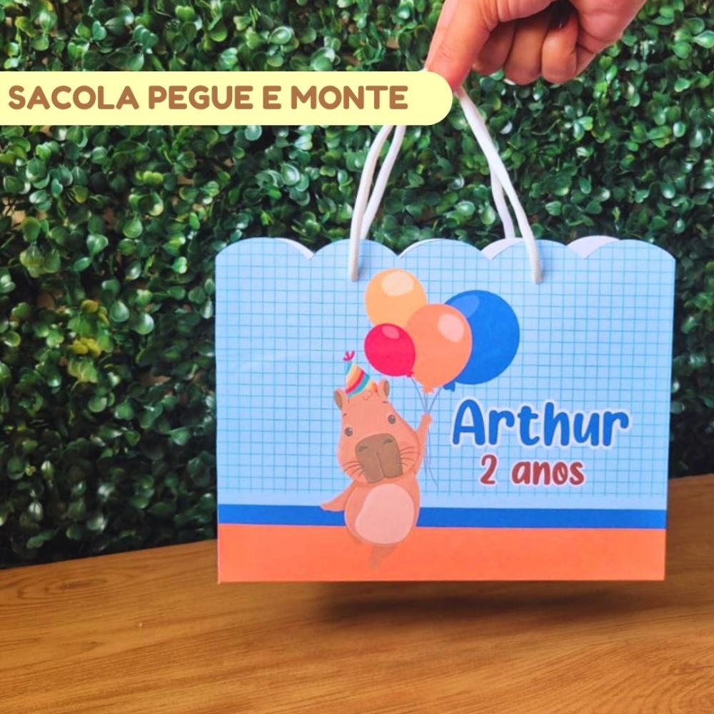 Sacolinha Personalizada Capivara Menino | Lembrancinha Festa Infa