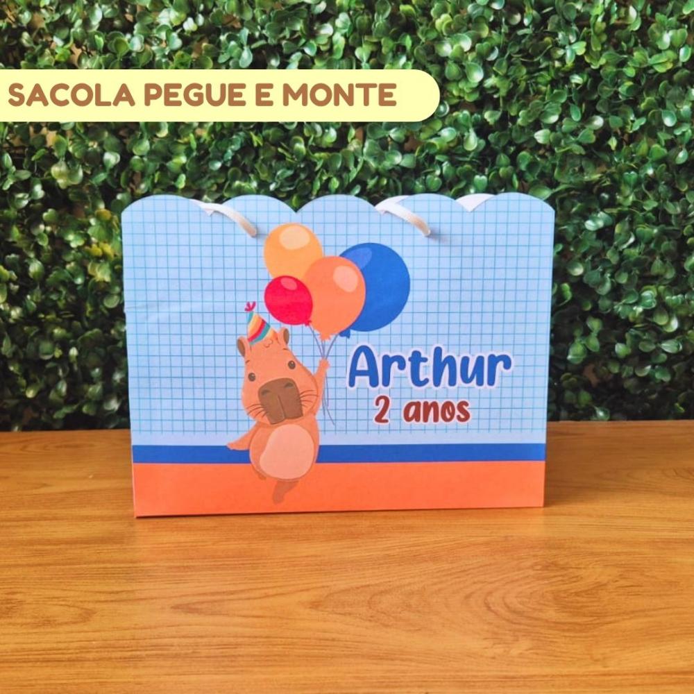 Sacolinha Personalizada Capivara Menino | Lembrancinha Festa Infa