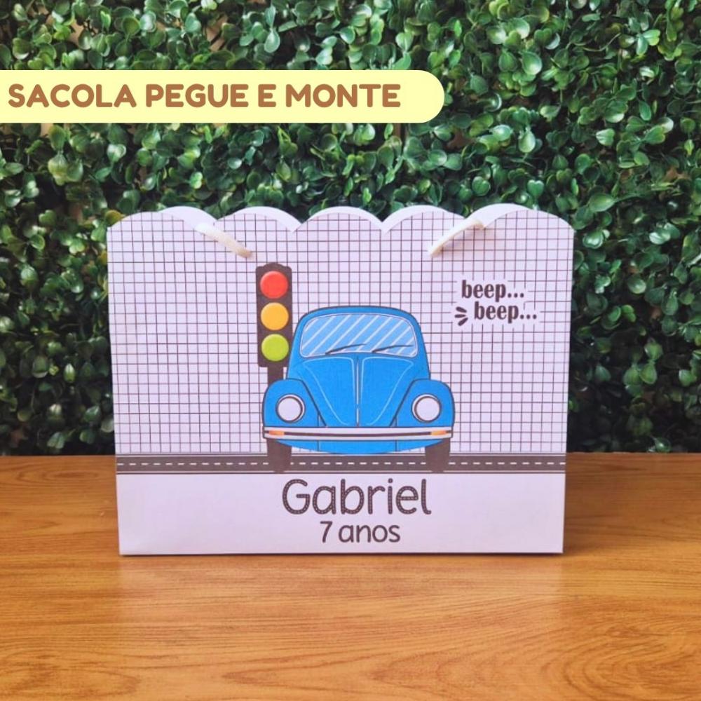 Sacolinha Personalizada Fusca Azul | Lembrancinha Festa Infantil 