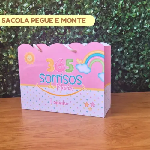 Sacolinha Personalizada 365 Sorrisos Menina | Lembrancinha Festa