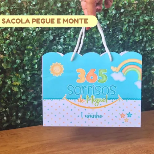 Sacolinha Personalizada 365 Sorrisos Menino | Lembrancinha Festa 