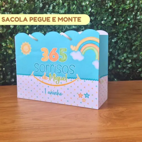 Sacolinha Personalizada 365 Sorrisos Menino | Lembrancinha Festa 